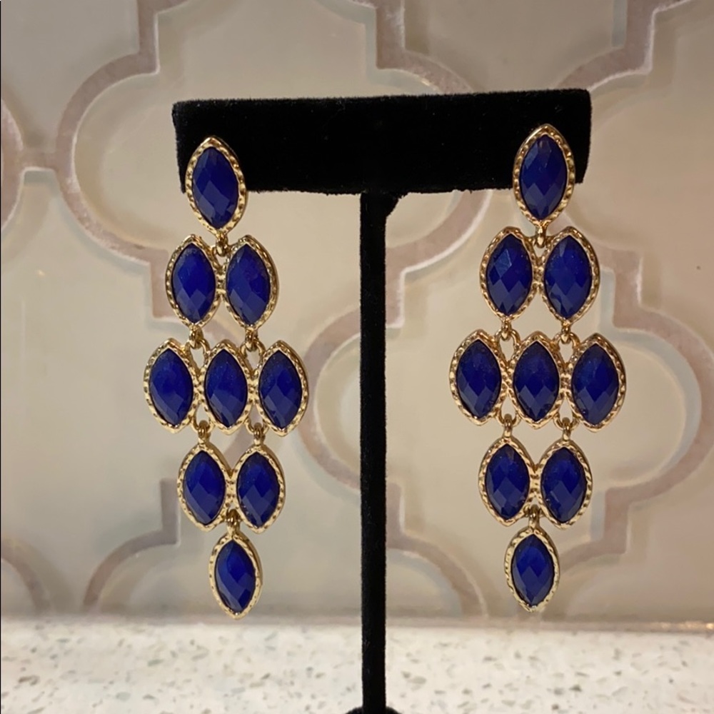 Navy Statement Chandelier Earrings
